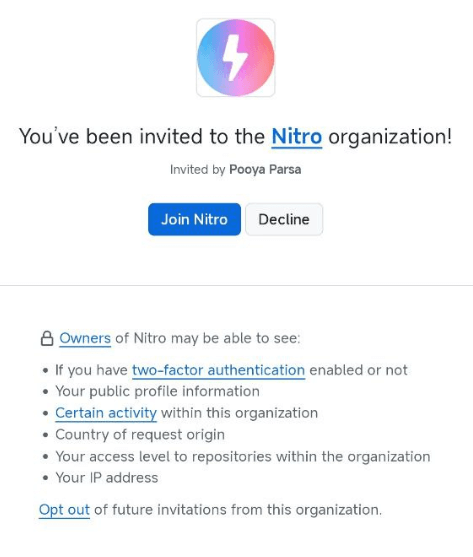 我加入了 Nitro organization！（激动）